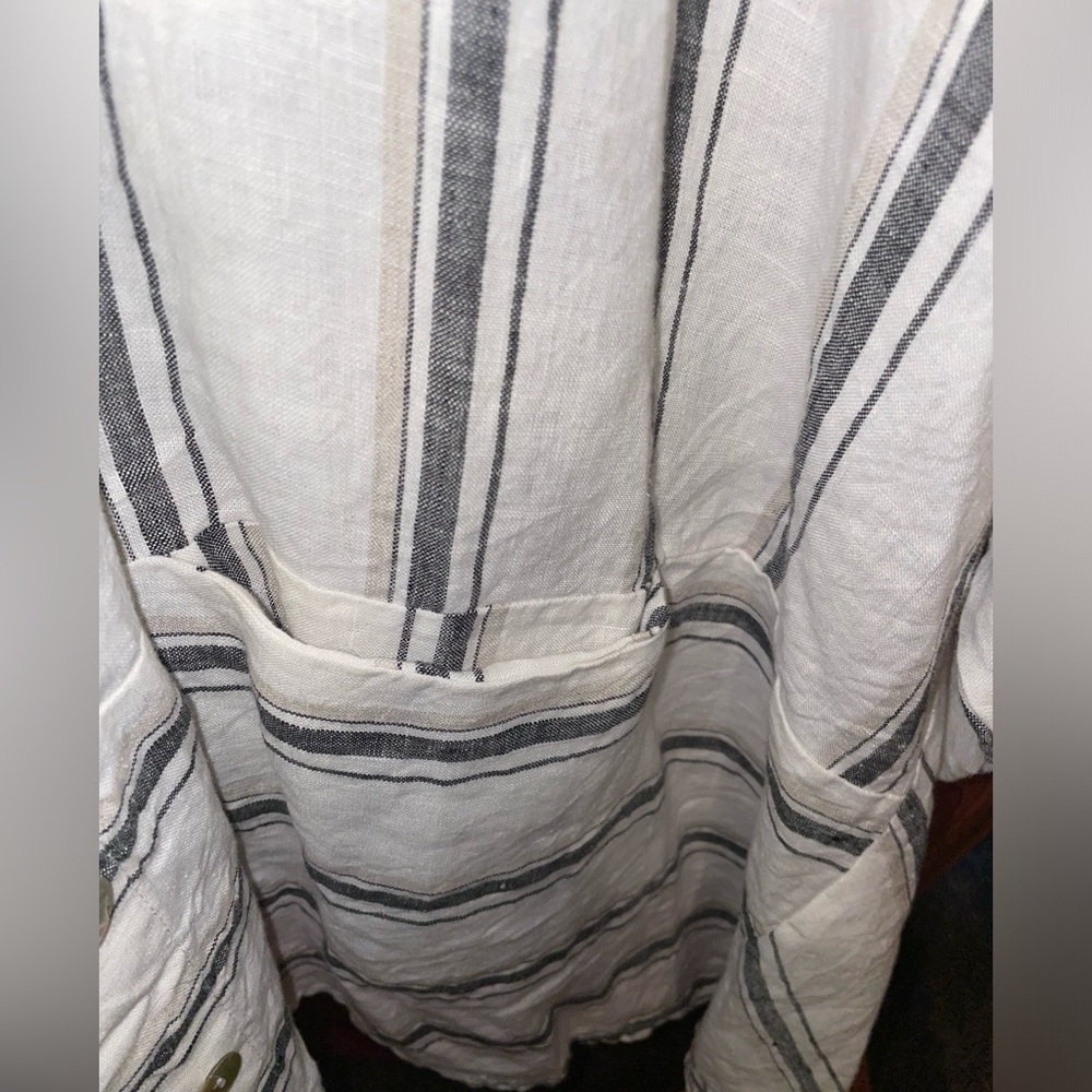 Luukaa White Button-Down Striped Linen Shirt - Picture 11 of 11